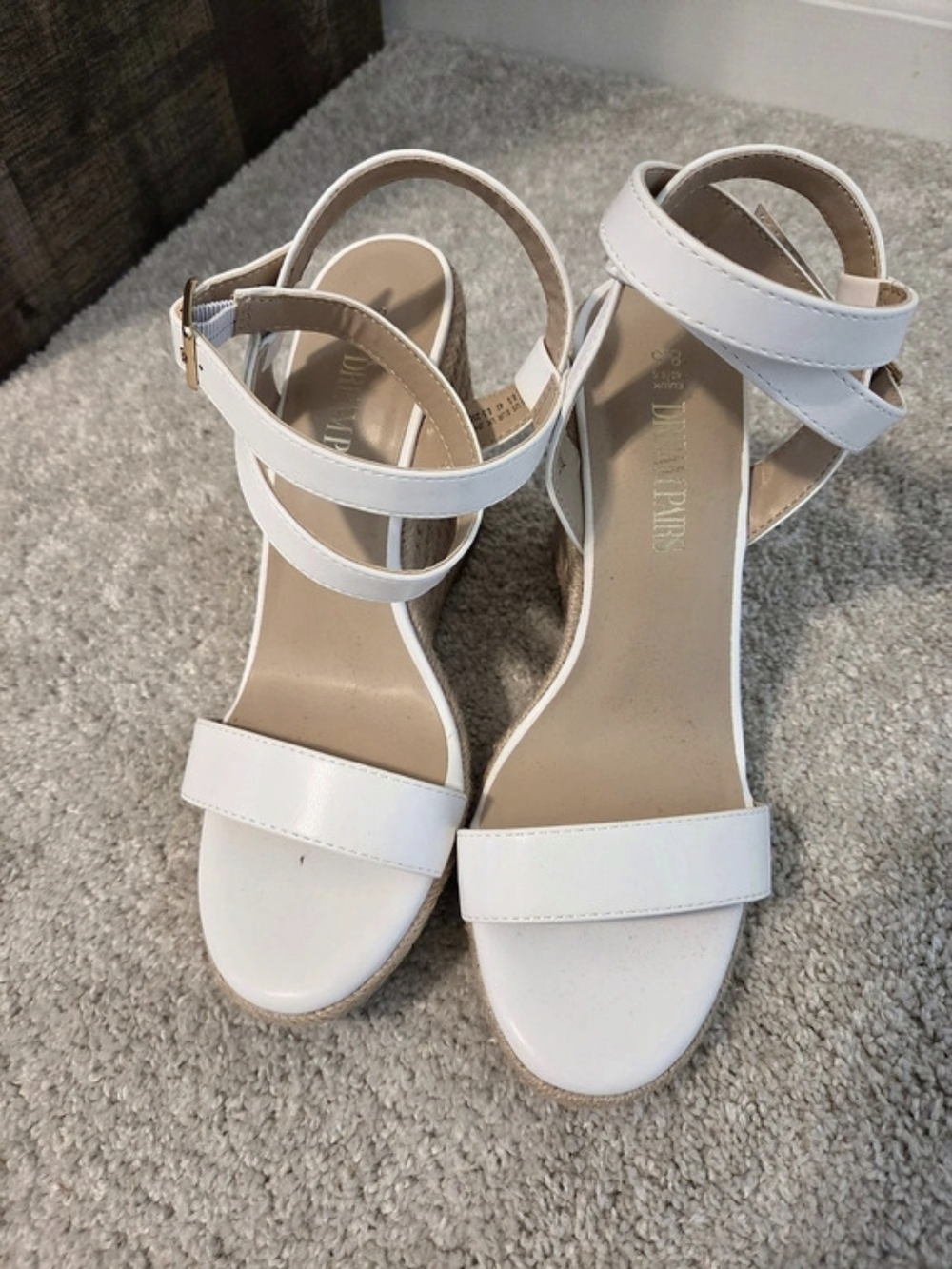 White Wedge Sandals Like New